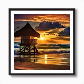 Sunset At The Beach 180 Art Print