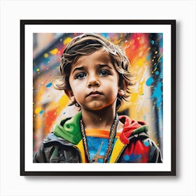 Boy With Paint Splatters Art Print