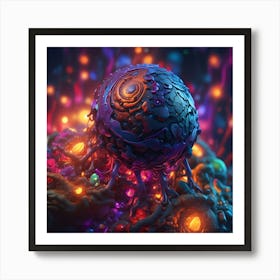 3d Fractal Art bulb Art Print