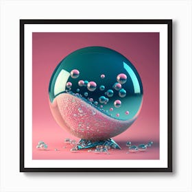 Pink and Teal Ball Art Print