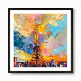 Eiffel Tower At Sunset Art Print