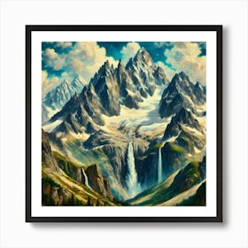 Waterfall In The Mountains 2 Art Print