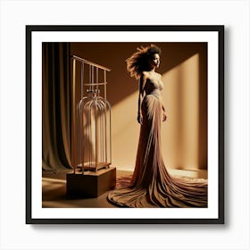 Beautiful Woman In A Long Dress Art Print