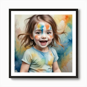 Little Girl With Paint Splashes Art Print