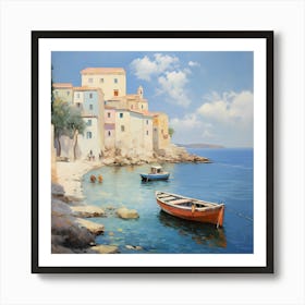 Golden Riviera: Impressionist Serenity on the Italian Coast Art Print