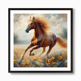 Horse Running In The Field 1 Art Print