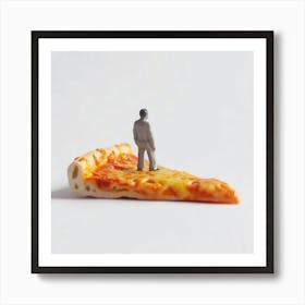 Man Standing On A Slice Of Pizza Art Print