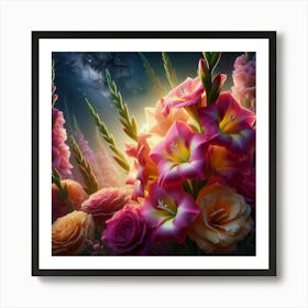 Gladioli flowers Art Print