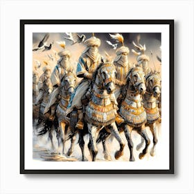 Osmanian Janishar Riders Color Drawing Art Print