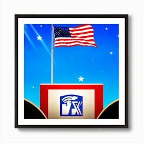 American Flag Unfurled Against A Clear Blue Sky Stars Centered Stripes Flowing Gracefully Overlai (5) Art Print