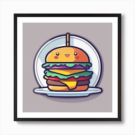 Cartoon Burger Vector Illustration Art Print