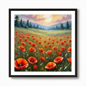 Poppies In The Meadow Art Print 2 Art Print