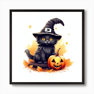 Witch familiar Black cat silhouette doormat Halloween