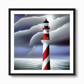 Red And White Lighthouse Art Print