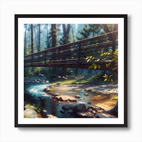 Bridge In The Woods Art Print