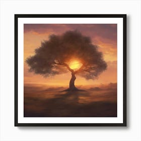 Tree At Sunset 1 Art Print