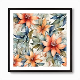 Watercolor Floral Pattern 1 Art Print