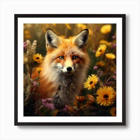 Fox In The Meadow Art Print