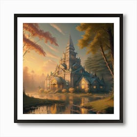 Sunset Across The Forest Art Print