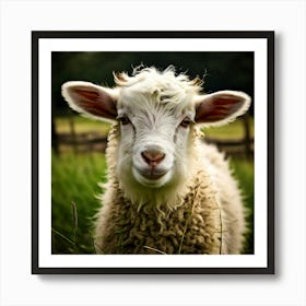 Fur Pet Cute Wool Farm Animal Wood Countryside Head Shot Country Head Graze Mammal Green (6) Art Print