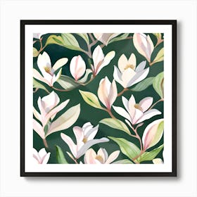 Botanical Wall Art Flowers Pink Magnolias #3 Art Print