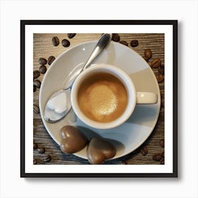 Coffee And Hearts Art Print