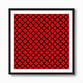 Pattern Red Black Texture Cross Art Print