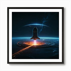 Spaceship In Space Art Print