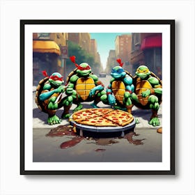 Teenage Mutant Ninja Turtles Pizza Art Print