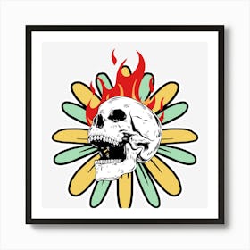 Skull On A Flower Art Print