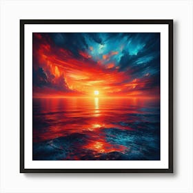 Sunset Over The Ocean Art Print