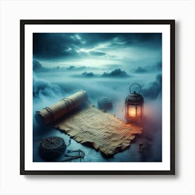 Lantern In The Fog Art Print