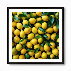 Lemons On A Black Background 1 Art Print