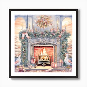 Christmas Fireplace 4 Art Print