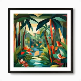 Cubism Art, Tropical Landscape Art Print