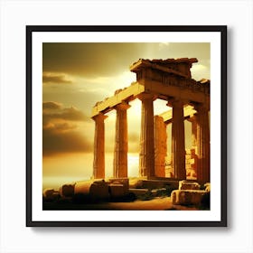 Parthenon At Sunset Art Print