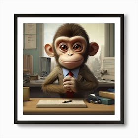 Boss Monkey In Office Art Print