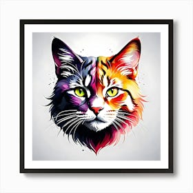 Colorful Cat Head 4 Art Print