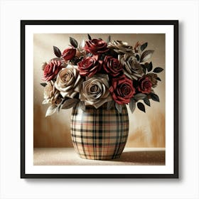 Plaid Roses Art Print