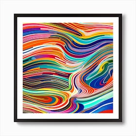 Pattern Of Wavy Shapes, Abstract Colours Art Print