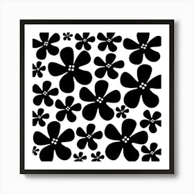 Black Flowers Pattern Art Print
