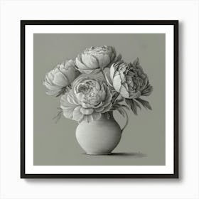 Peonies In A Vase Wall Art Print Art Print