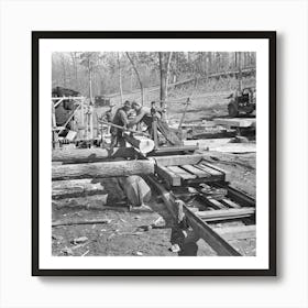 Turning The Log At The Country Sawmill Near Omaha, Illinois By Russell Lee Poster