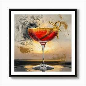 Cocktail At Sunset Art Print