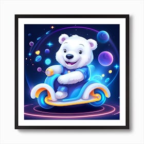 Polar Bear In Space Art Print