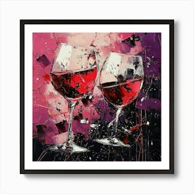 Two Glasses Of Wine Art 1 Art Print