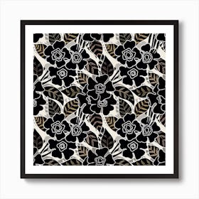 Black And White Floral Pattern Art Print