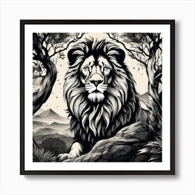 Lion In The Forest 45 Art Print