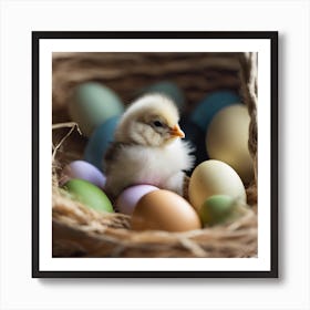 Easter Chick In A Basket Art Print