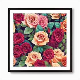 A Rose Bouquet Containing Roses Of Attractive Colors (4) (1) Art Print